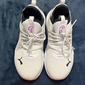 Puma White Sneakers with Pink Highlights